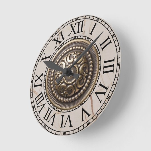 Ronde klok Roman shield on marble (Hoek)