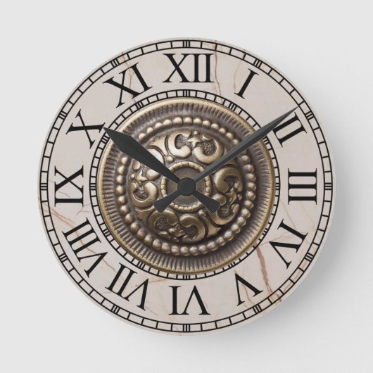 Ronde klok Roman shield on marble (Voorkant)