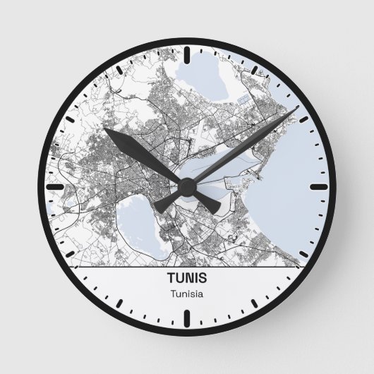 Ronde Klok Tunis Klok Stad Lijn Kunst (Voorkant)