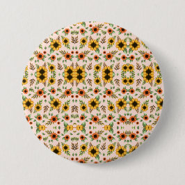 Ronde knop met een kleurrijk bloemmotief button 7,6 cm
