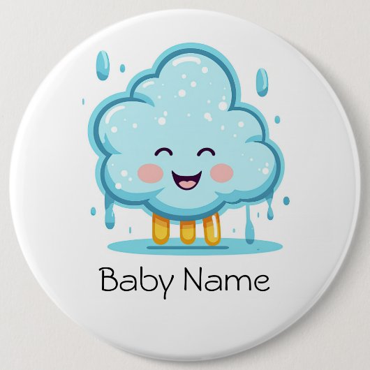 Ronde knop met het afbeelding van een kleine wolke button 6,0 cm (Voorkant)