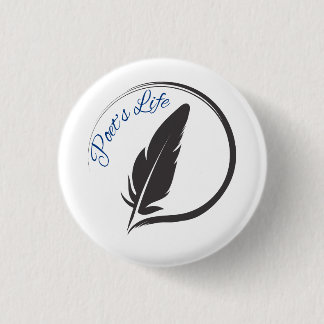 Ronde knopspeld met 'Poet's Life Quill Logo' Button 3,2 Cm