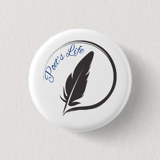 Ronde knopspeld met 'Poet's Life Quill Logo' Button 3,2 Cm (Voorkant)