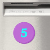 Ronde koelkastmagneet - Nummer 5 - Turquoise/Viole Magneet (Insitu (Vaatwasser))
