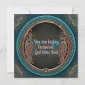 Ronde Koper Turquoise Zegening Kaart (Voorkant)