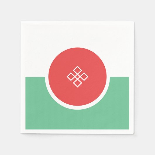 Ronde koraalroze en minimale watermint groene stij servet (Voorkant)