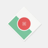 Ronde koraalroze en minimale watermint groene stij servet (Hoek)