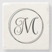 Ronde Krabbel Schrift Monogram Stenen Onderzetter (Voorkant)