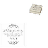 Ronde krans & aangepaste familienaam Retouradres Rubberstempel (Gestempeld)