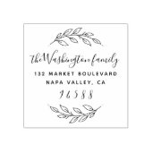 Ronde krans & aangepaste familienaam Retouradres Rubberstempel (Afrduk)