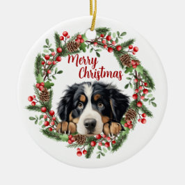 Ronde krans keramische Bernase Mountain Dog Orname Keramisch Ornament