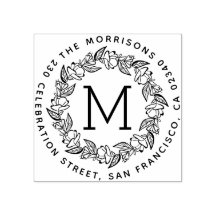 Ronde krans Monogram Achternaam Retouradres