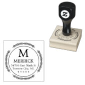 Ronde krans Monogram retouradres Rubberstempel (Gestempeld)