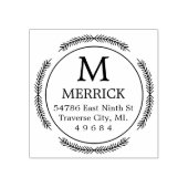 Ronde krans Monogram retouradres Rubberstempel (Afrduk)