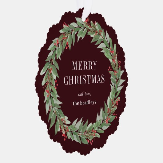 Ronde krans Ornament Kerst Kaart (Rechts)