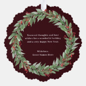 Ronde krans Ornament Kerst Kaart (Achterkant)