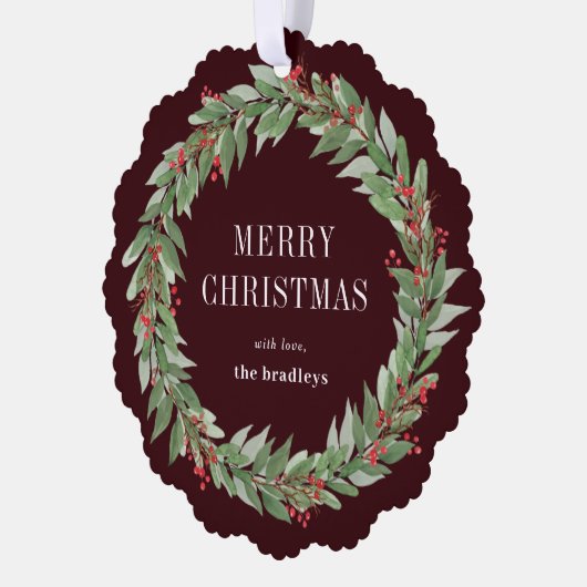 Ronde krans Ornament Kerst Kaart (Links)