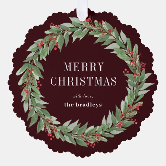 Ronde krans Ornament Kerst Kaart (Voorkant)