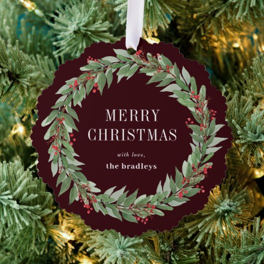 Ronde krans Ornament Kerst Kaart (Insitu (Drie))