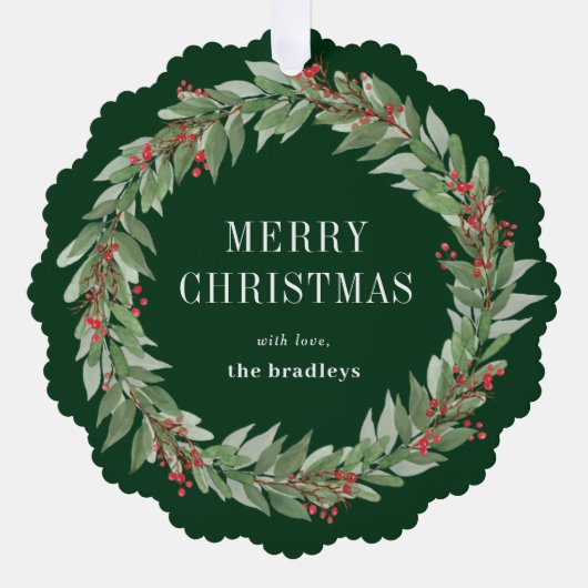 Ronde krans Ornament Kerst Kaart (Voorkant)