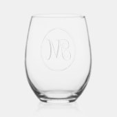 Ronde Kringloop Script Monogram Wijnglas Zonder Voet (Achterkant)
