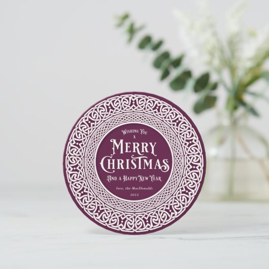 ronde kruimel + witte Keltische uitslag Feestdagenkaart (Staand voorkant)