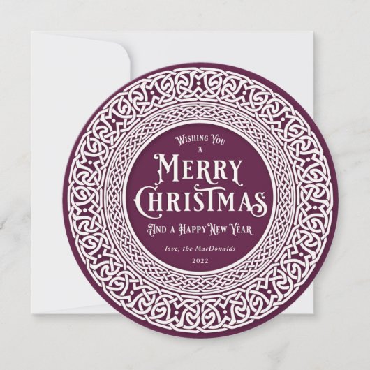 ronde kruimel + witte Keltische uitslag Feestdagenkaart (Voorkant)