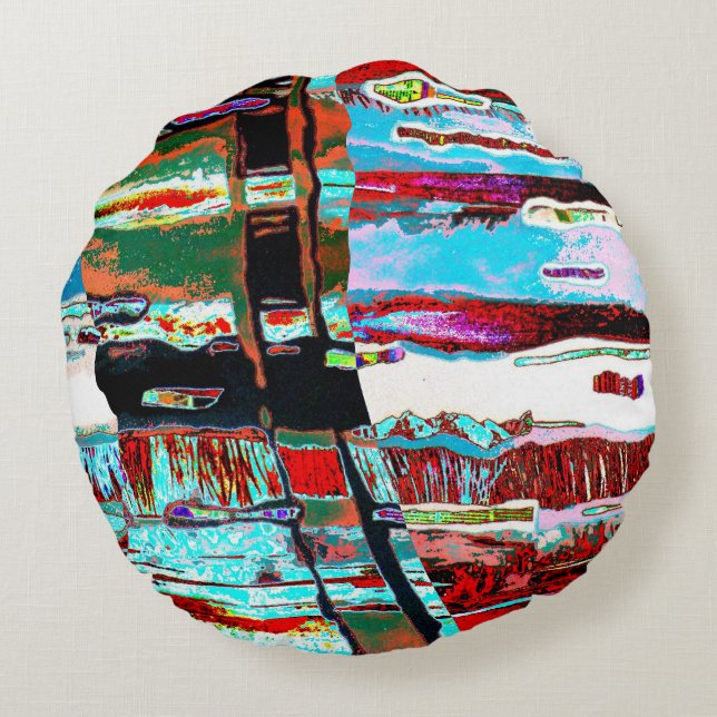 Ronde kussen – Abstract ontwerp Collapse Reflectio (Achterkant)