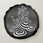 Ronde kussen b/w Magic Mushroom katoen (Achterkant)