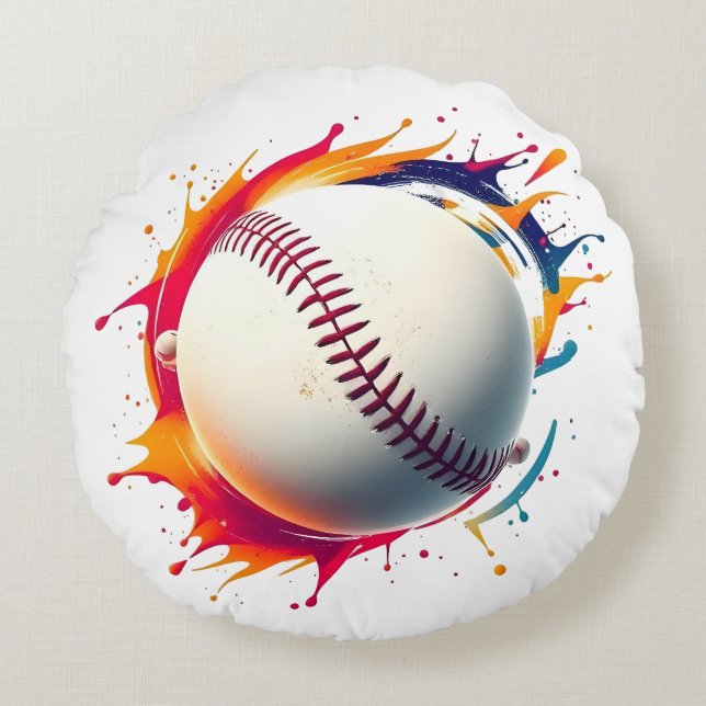 Ronde Kussen - BaseBall Design (Voorkant)