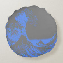 Ronde Kussen De Grote Golf Blauw & Grijs