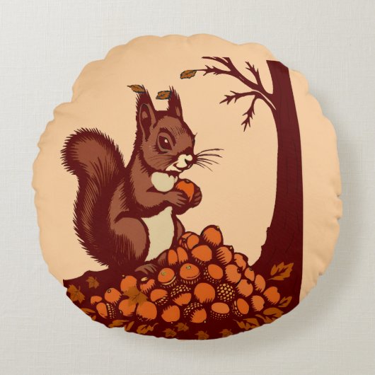 🐿️ Ronde Kussen Eekhoorn Herfst (Voorkant)