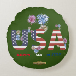ronde kussen "HAPPY 4th of JULY"