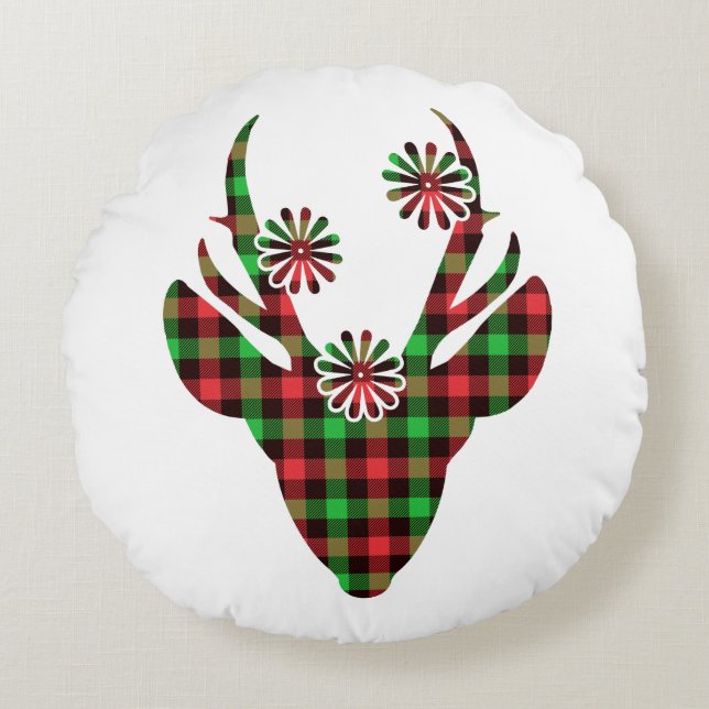 Ronde Kussen-Holiday Deer Rond Kussen (Voorkant)