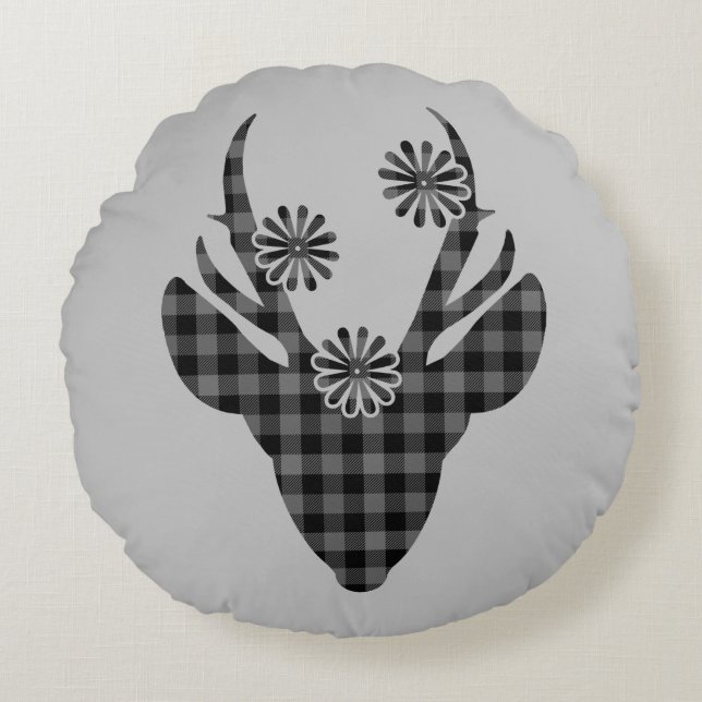 Ronde Kussen-Holiday Deer Rond Kussen (Voorkant)