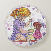 Ronde Kussen Klein Meisje en Babydoll (Achterkant)