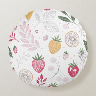 Ronde kussen met aardbei citrus fruit motief