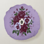 Ronde kussen met boeket viooltjes (Achterkant)