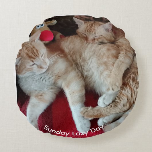 Ronde kussen met kattenfoto (Voorkant)