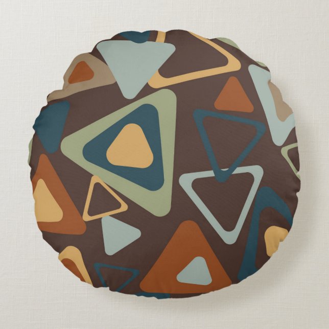 Ronde kussen met moderne driehoeken uit het midden (Voorkant)