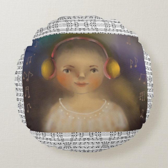 Ronde kussen muzikaal (Voorkant)