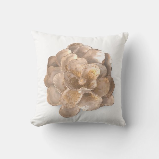 Ronde kussen Oyster Shell Blossom Wit en Goud (Voorkant)
