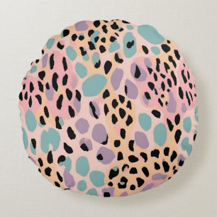 Ronde Kussen Pastel Leopard Print
