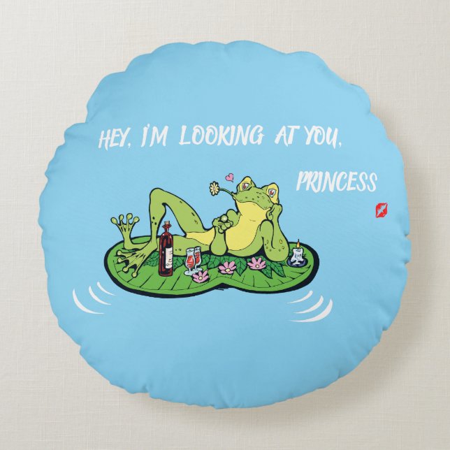 Ronde Kussen Valentijnsdag Love Frog (Voorkant)