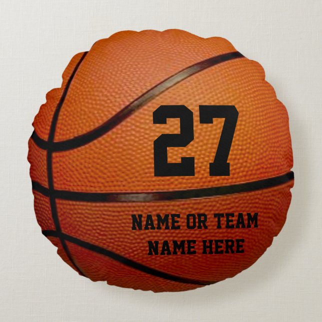 Ronde Kussens met geperSONALISEERD basketbal (Voorkant)