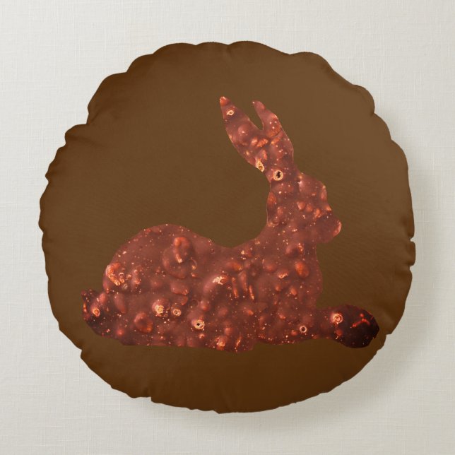 Ronde kussensloop, Chocolade Paashaas Rond Kussen (Voorkant)