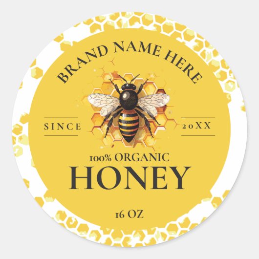 Ronde label voor honingbijproducten (Voorkant)