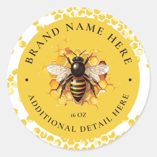 Ronde label voor honingbijproducten (Voorkant)
