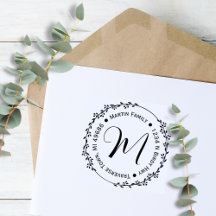 Ronde Leaf Lijst Adresstempel Custom 2.9" x 1.4"