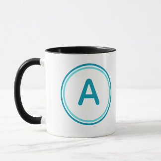 Ronde Letter Alfabet Cyaan Cirkel Ontwerp Mok